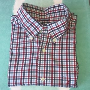 Nautica, long sleeve, plaid button down shirt.